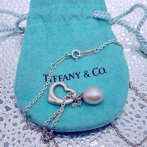 Tiffany and Co. Elsa Peretti Open Heart lariat necklace pink pearl….never worn.